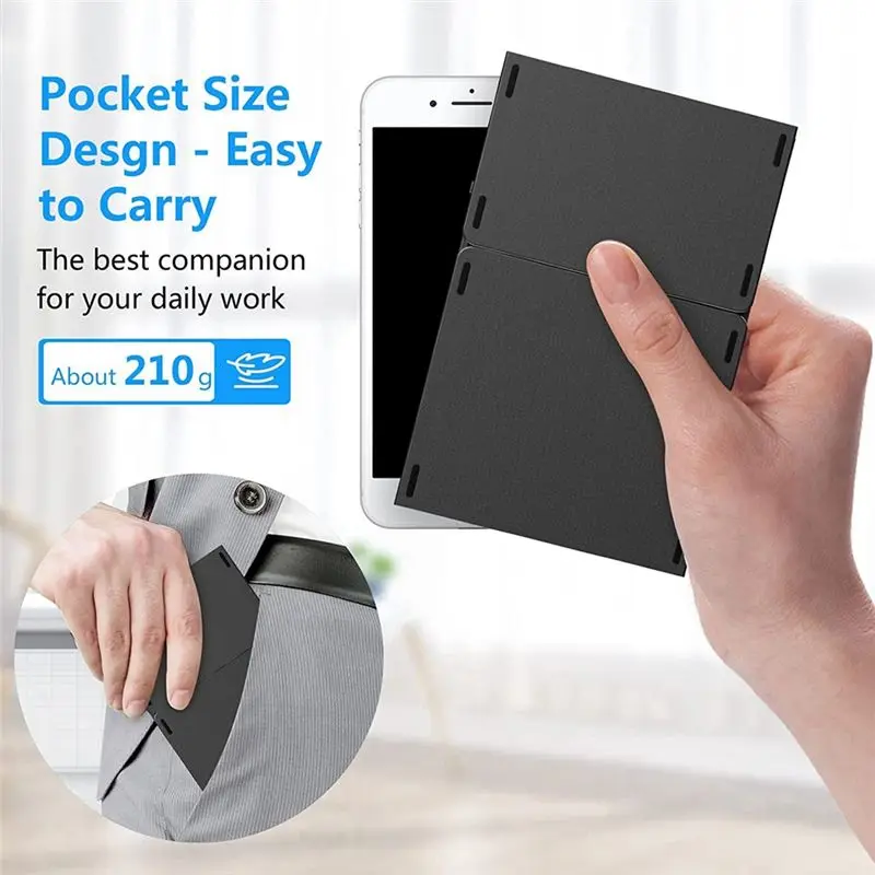 Cmpt And Acce Store Offer PC Accessories Foldable Bluetooth Keyboard, USB Rechargeable Wireless Keyboard Black