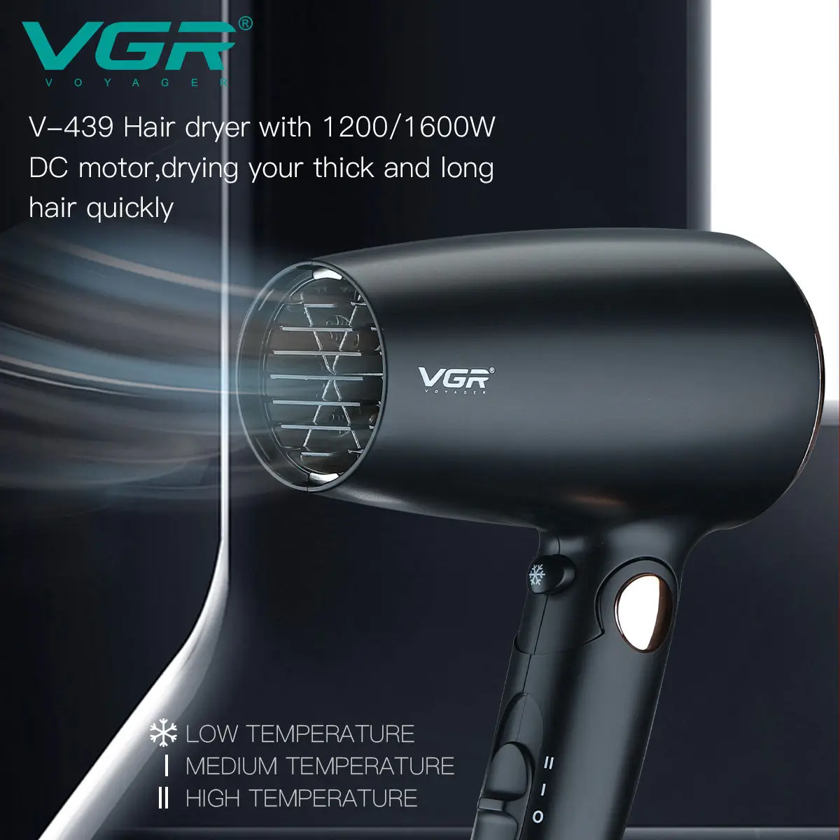 VGR Powerful Motor DC Mini Low Noise Professional Fast Dry Electric Travel Hair Blow Dryer with Foldable Handle