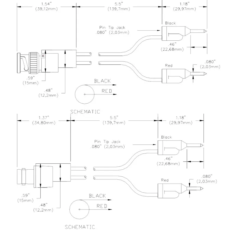 Messleitungssatz für BNC-Stecker oder BNC-Buchse, Oszilloskopsonde, Krokodilklemme, Mini-Testclip, Kabel zum Kabel, flacher Ohrstecker – Detail 6