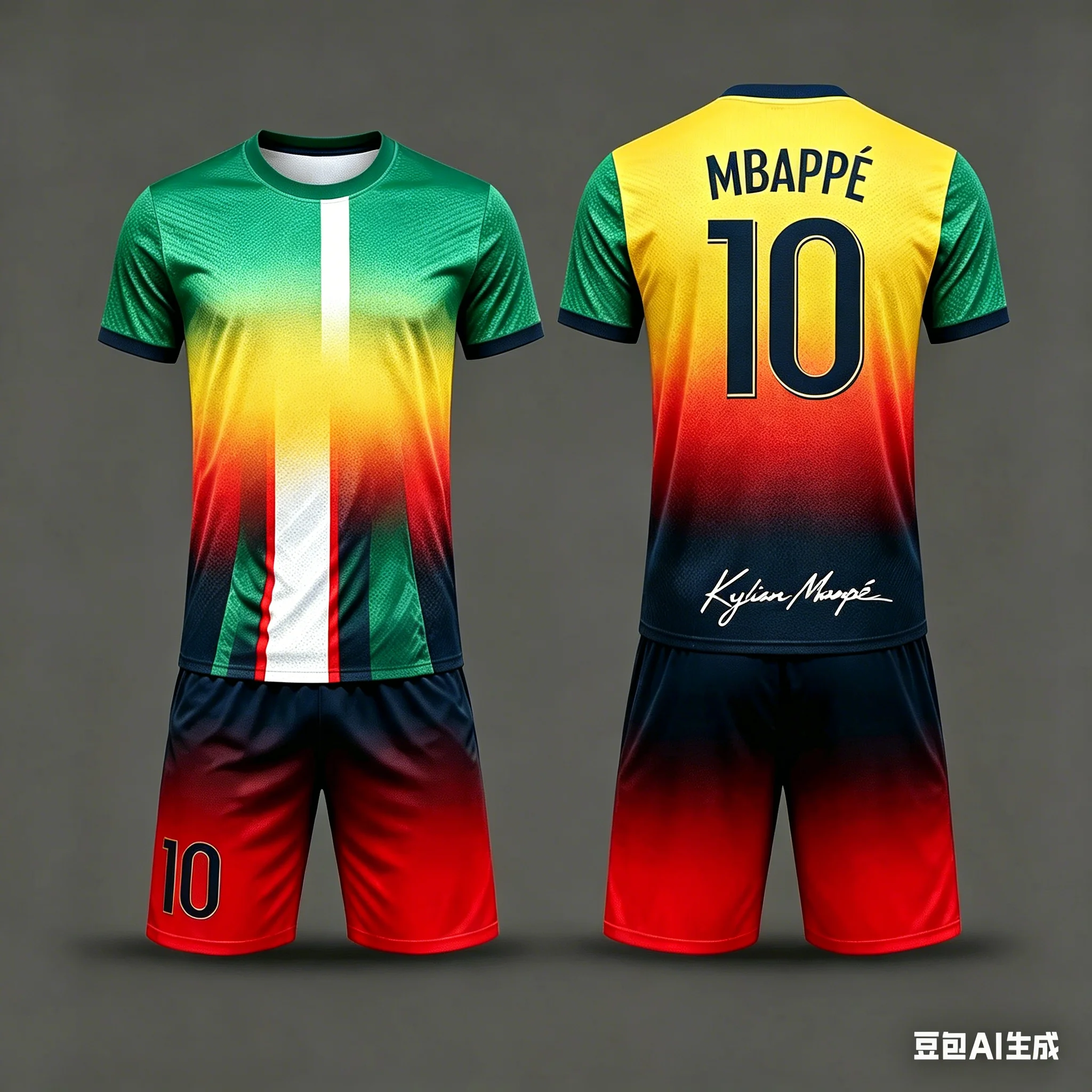 Mbappe No.10 Starry Gradient Shirt Set Adult and Children's Quick Drying Breathable Large Loose Signature T-shirt