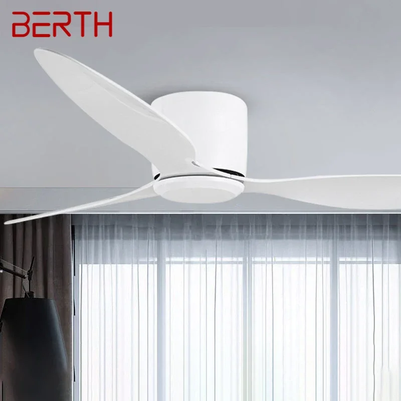 

BERTH Nordic LED Fan Light Modern Minimalism Restaurant Living Room Study Ceiling Fan Light Remote Electric Fan Light