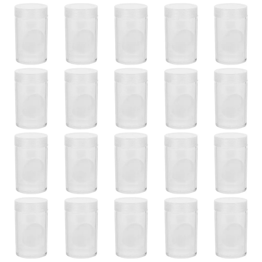 20 stücke Kunststoff Münze Box Transparent Runde Halter Für Münze Sammlung Lagerung Fall Organizer Container Keeper Kapsel Liefert