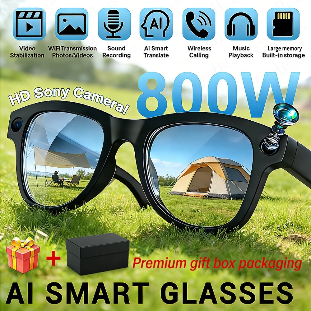 

2026 Smart Glasses 8K Camera Chatgpt Touch Sport Sunglasses Men Music Player Bluetooth Calling 150+Translation Voice Assistant