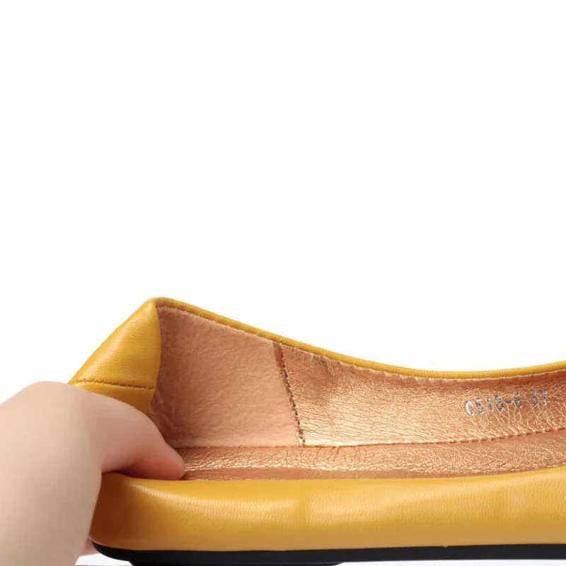 TIMETANGGenuine Leather Flat Shoes Woman Hand-sewn Leather Loafers Cowhide Spring Candy color CasualShoes Women Flats WomenShoes