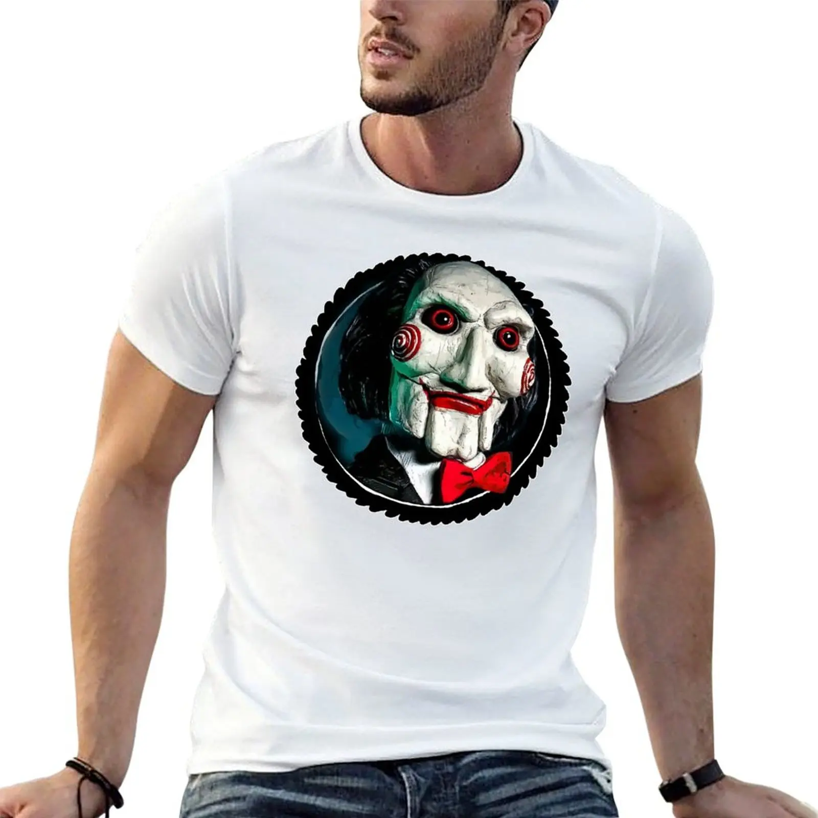 

Jig Saw ~ The Saw Movie T-Shirt t shirt for man t shirt men 100% cotton luxury brand T-Shirt