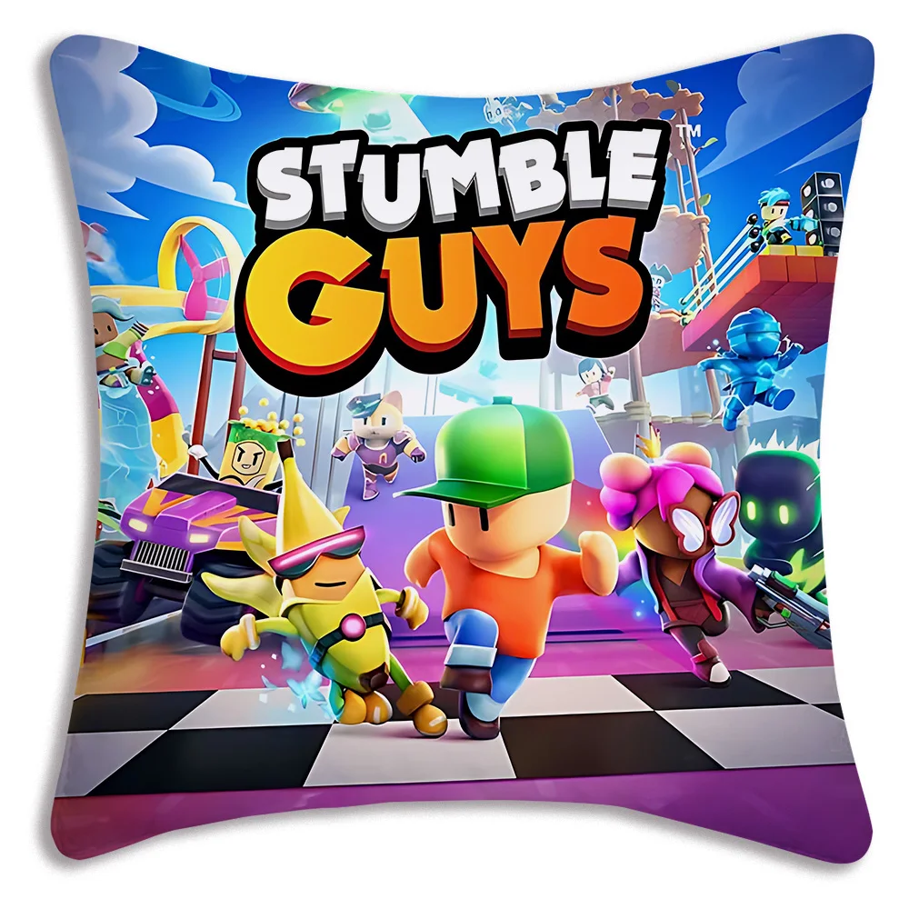 Pillow Covers HOT Game S-Stumble guys Cartoon Sofa Decorative Home Double-sided Printing Short Plush Cute Cushion Cover