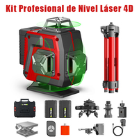 16 Lines Laser Level 4D Automatic Leveling 360° Horizontal and Vertical Level Remote Control 2 Batteries with 1m Tripod Suit Box