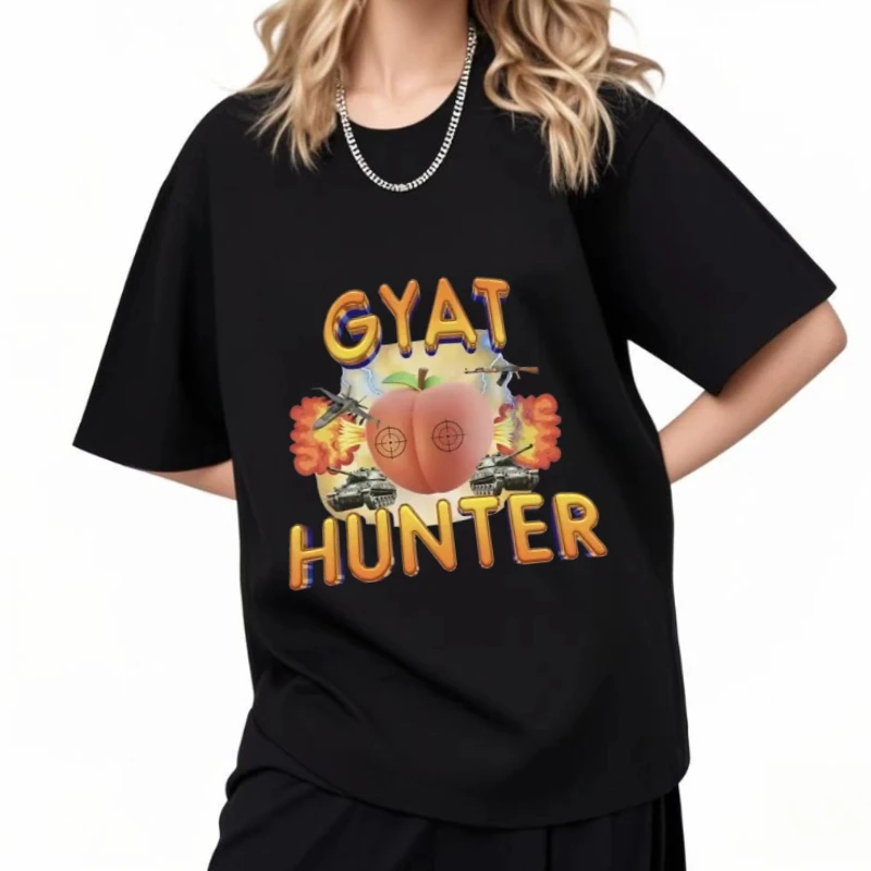 

Gyat Hunter Fun Meme T-shirt Women's Fashion Retro Short Sleeve's T-Shirt Loose T-Shirt Street Clothing Y2k Vintage Casual Top