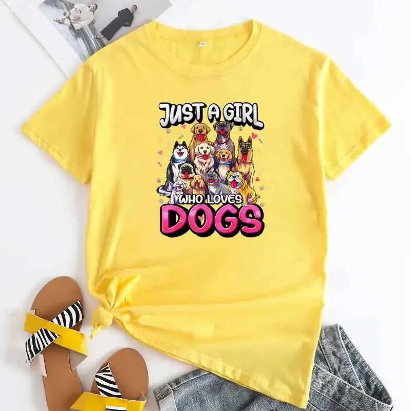 JFUNCY Summer Short Sleeve Top Oversized Women Tshirt 2024 Fashion Woman T-shirt Female Clothes Dogs Graphic Tee Women's T Shirt