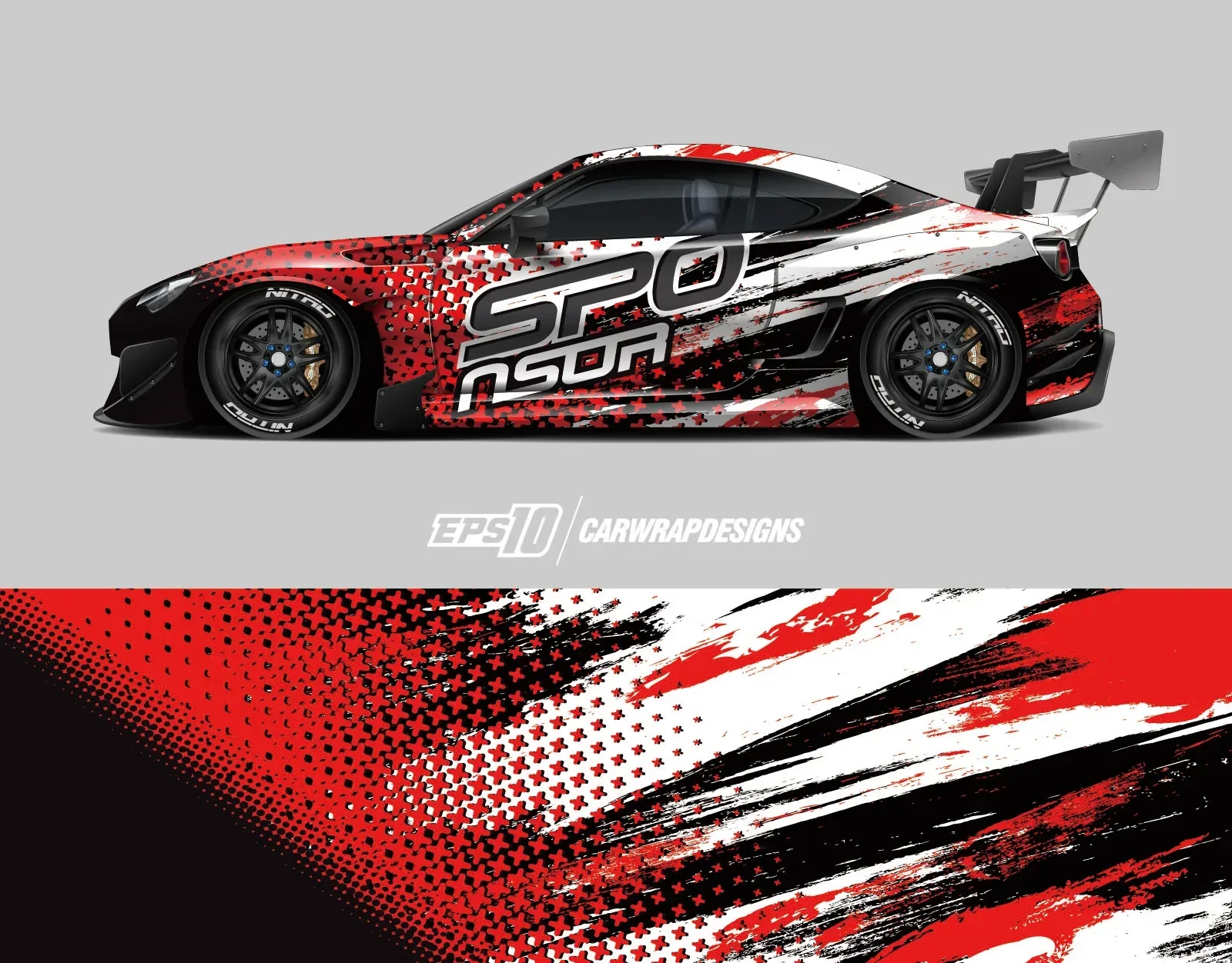 DIY Red Racing Car Graphic Decal Full Body Vinyl Wrap Modern Design Vector Image Car Full Wrap Sticker Decorative Car Decal Cut