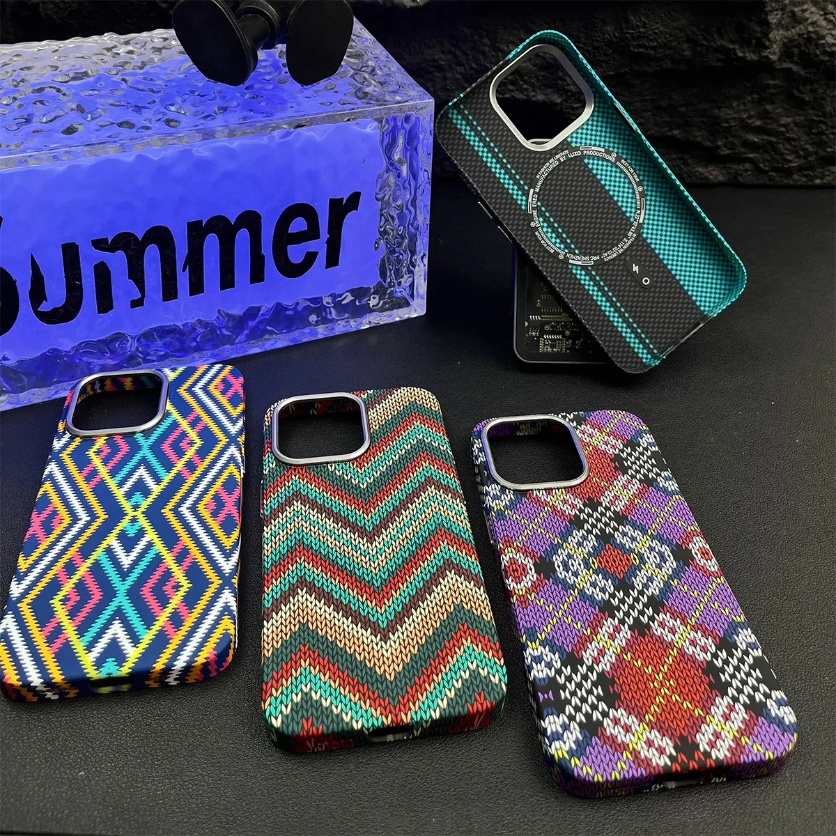 Bohemian Style Night Glow Kevlar Patterned Magnetic Phone Case For iPhone 12 13 14 15 16 Pro Max Magsafe Shockproof Phone Cover