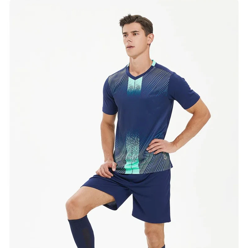 

Adult Soccer Game Training Uniform Team Uniform Set Soccer Jersey with Quick-drying Soccer Uniform with Side Pockets