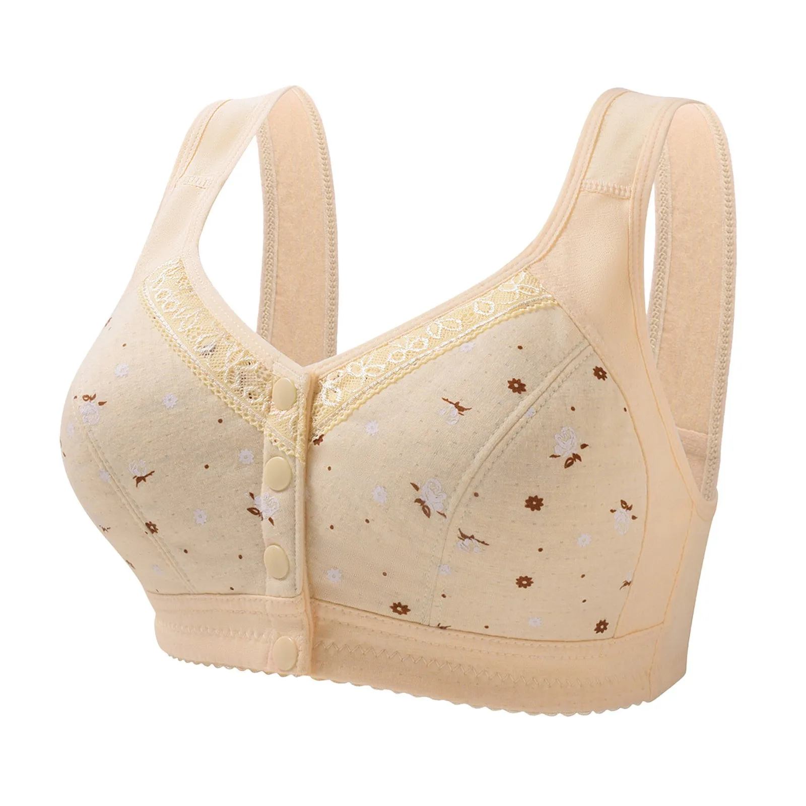 

3PC Spring Summer Bra Style Front Opening Cotton Underwear Women Soft Cotton Vest Style Middle-aged Elderly Pure Wire-free Bra