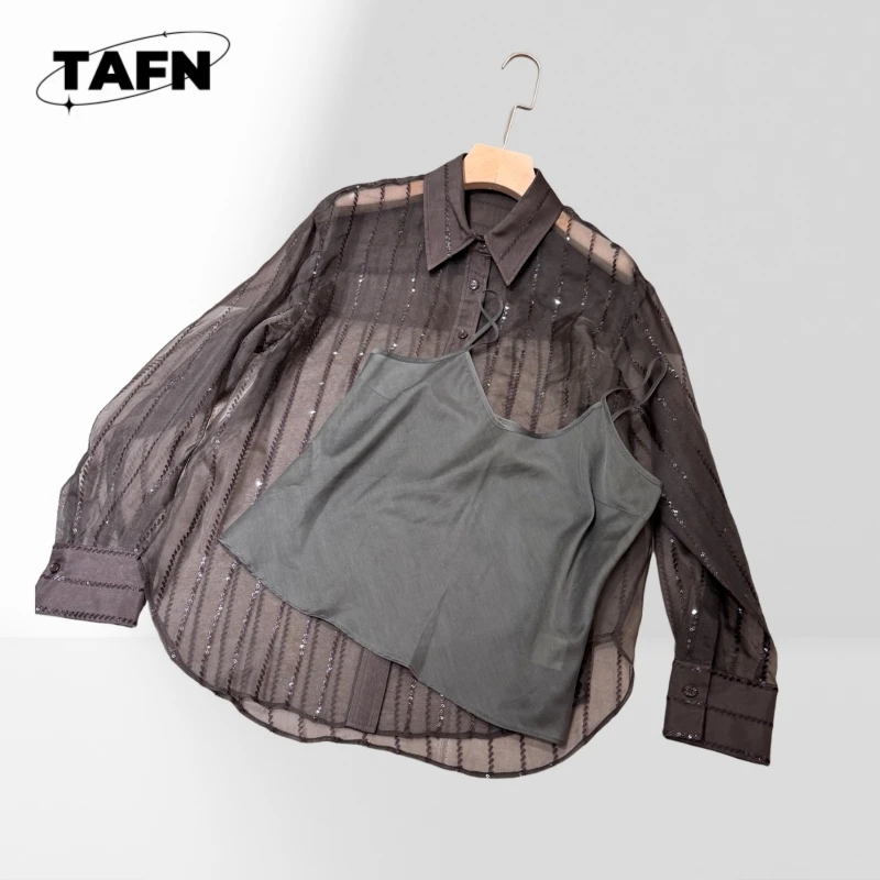 셔츠 하이 스트리트 편안하고 세련된 모든 매칭 여성 리넨 셔츠 튜닉 스타일 캐주얼 루즈 블라우스 캐주얼 통기성 AF2104