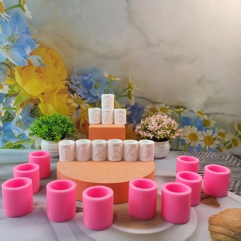 Unique Number Cement Holders Handmade Cement Art Projects Silicone Mold for Crafters Artists and Enthusiasts