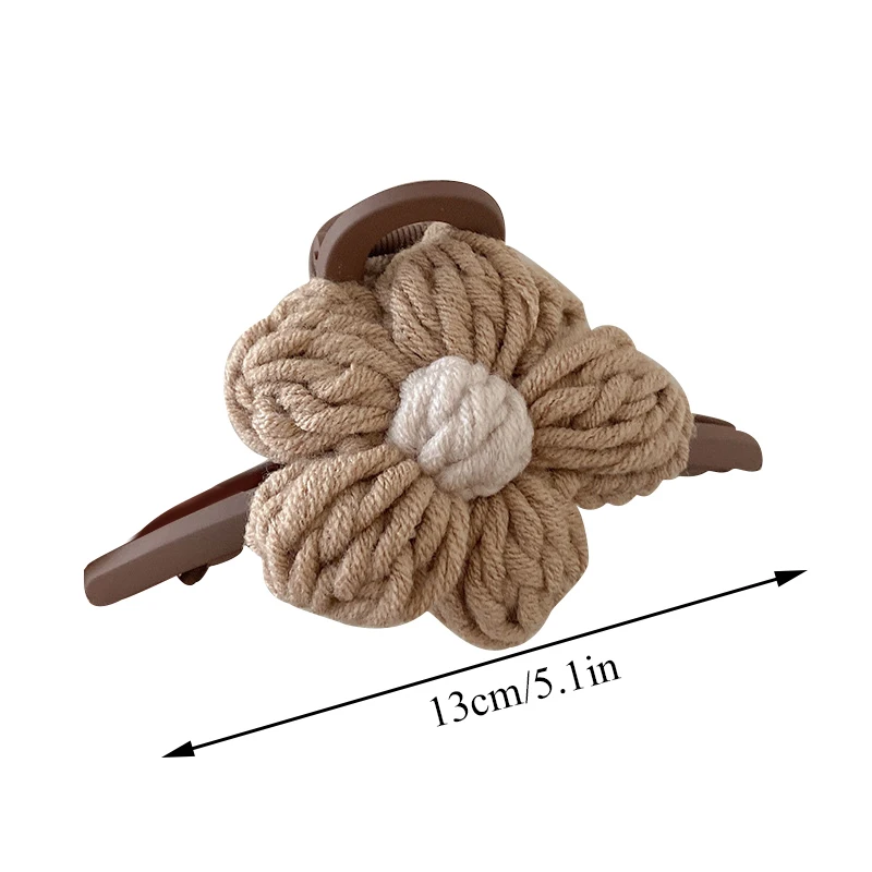 Gentle Knitting Wool Flower Large Hair Claw Crab Hair Clips Women Big Catch Clip Crochet Barrettes Headdress Hair Accessories