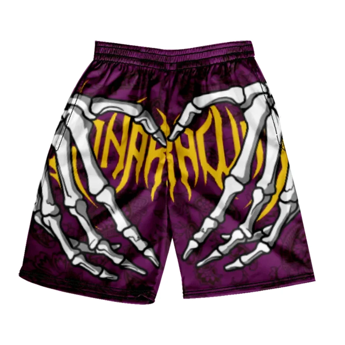 

2024 Summer Classic Skull Beach Short Pants New Fashion Skeleton Hand Print Men Women Gym Shorts Quick Drying Trunks Shorts y2k