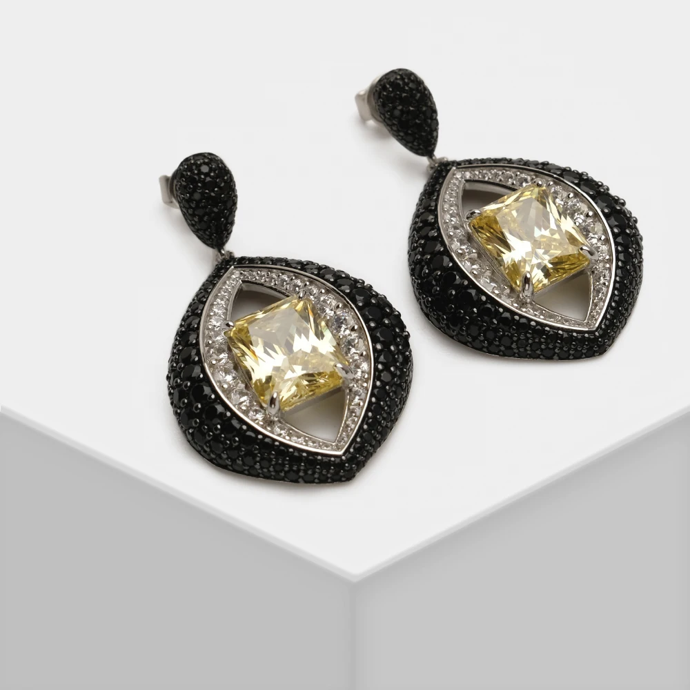 

Amorita Yellow Gemstone Luxry Earrings