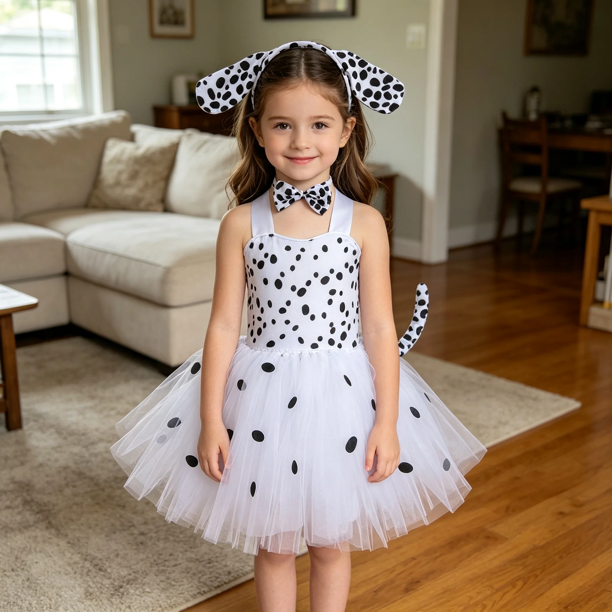 Vestido Tutú de Perro Manchado para Niñas, Disfraz de Animal del Bosque para Fiesta, Actuación en Escenario, Falda de Malla de Dibujos Animados, Lindo y Encantador Traje de Princesa