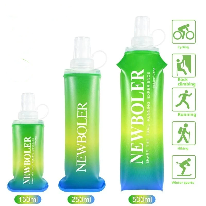 زجاجة مياه محمولة قابلة للطي من مادة TPU قارورة ناعمة قابلة للطي للرياضات الخارجية والمشي لمسافات طويلة والتخييم والجري - زجاجة مياه ناعمة