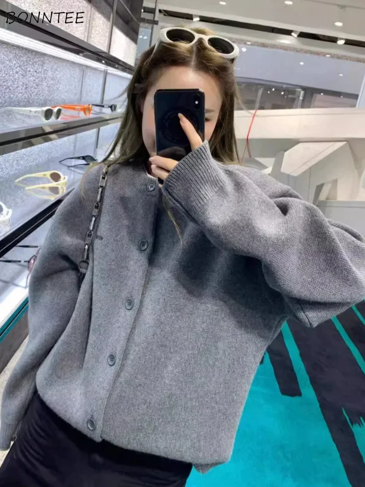 

Вязаные кардиганы женские свободные минималистичные мягкие теплые осенне-зимние пальто в консервативном стиле Ulzzang Fashion High Street Кардиган Женский