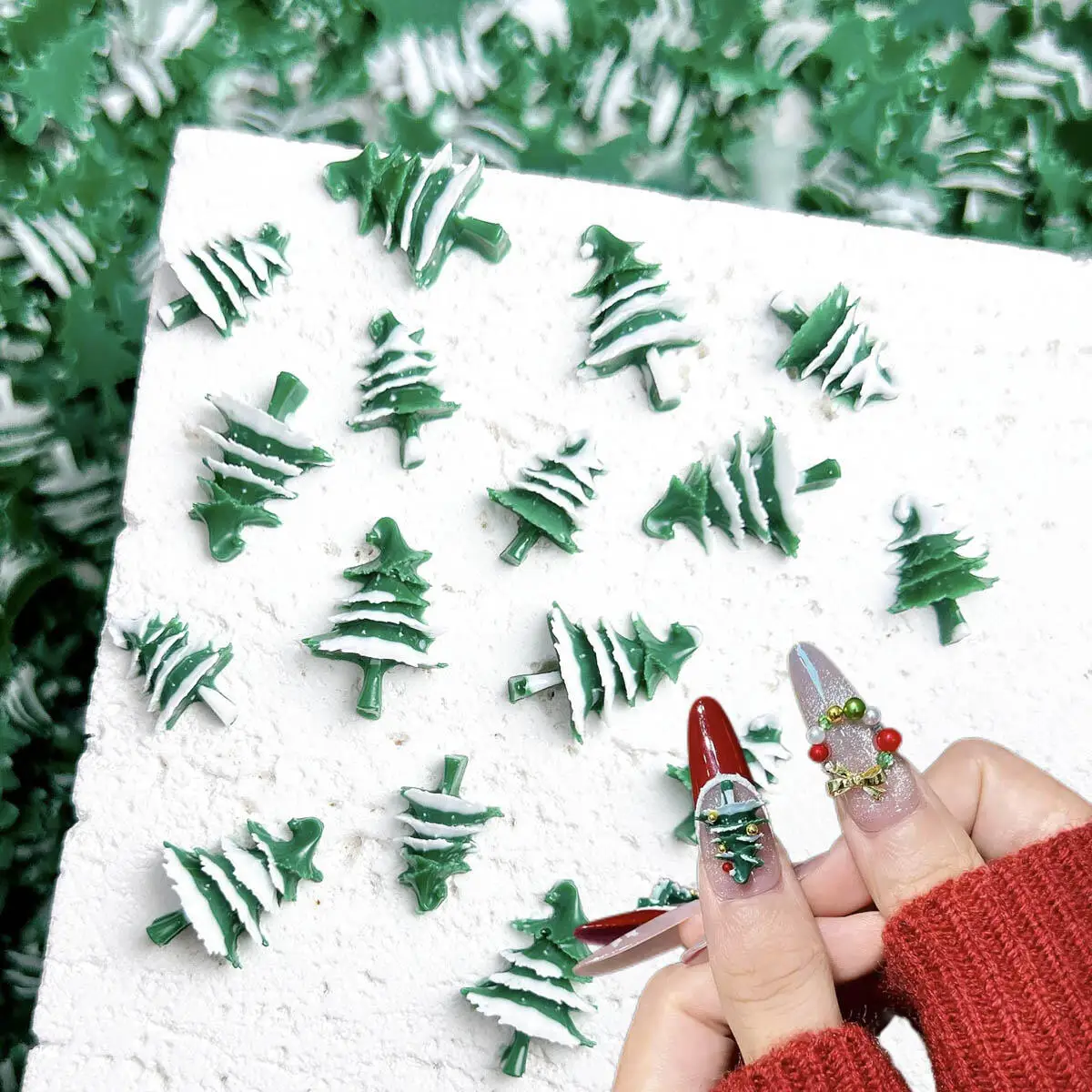 50Pcs Cute Cartoon Christmas Tree Nail Art Decorations Creative Resin Christmas Nail Charms Handmade DIY Crafts Accessories - Image 5