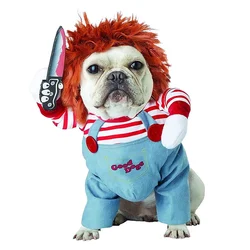 Funny Dog Cosplay Clothes Puppy Party Dress Up Apparel Outfit Chihuahua Deadly Doll Halloween Costume for Small Medium Dogs Cats