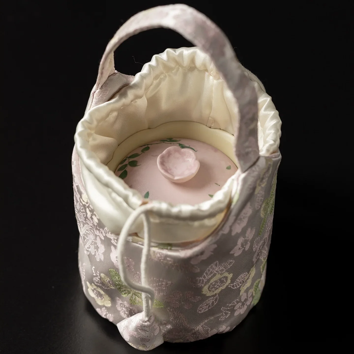 Hand-painted Butterfly Rose Cover Bowl One-person Drink Set Portable Storage Bag Travel TeaSet Camping Picnic Express Cup Set