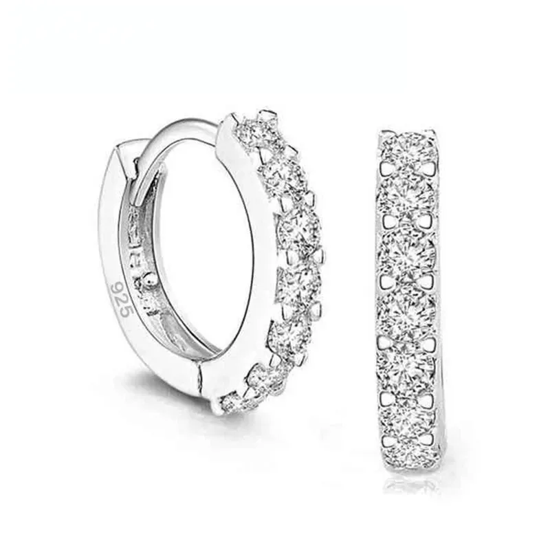 Szybka wysyłka Najnowsza luksusowa romantyczna biżuteria damska 925 Sterling Silver Plated Rhinestone Crystal Hoop Earrings For Women Wholesale
