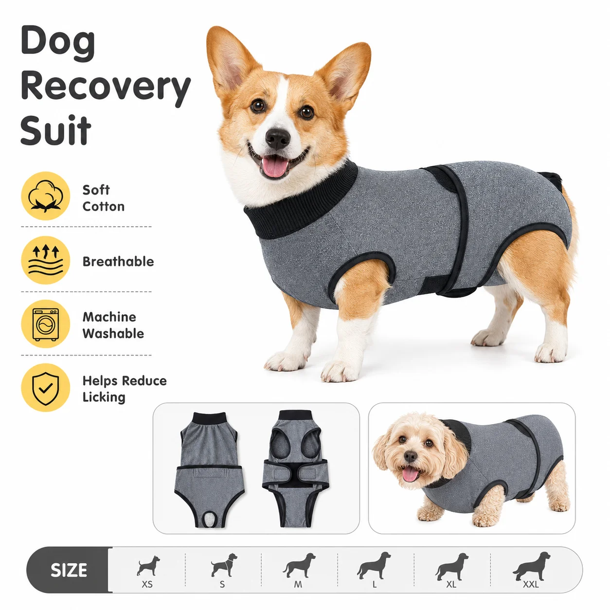 Pet Recovery Suit Dog Bodysuit Post Operation Clothing Anti Lick Cover Spay Neuter Protection Wear Soft Fabric For Cats And Dogs