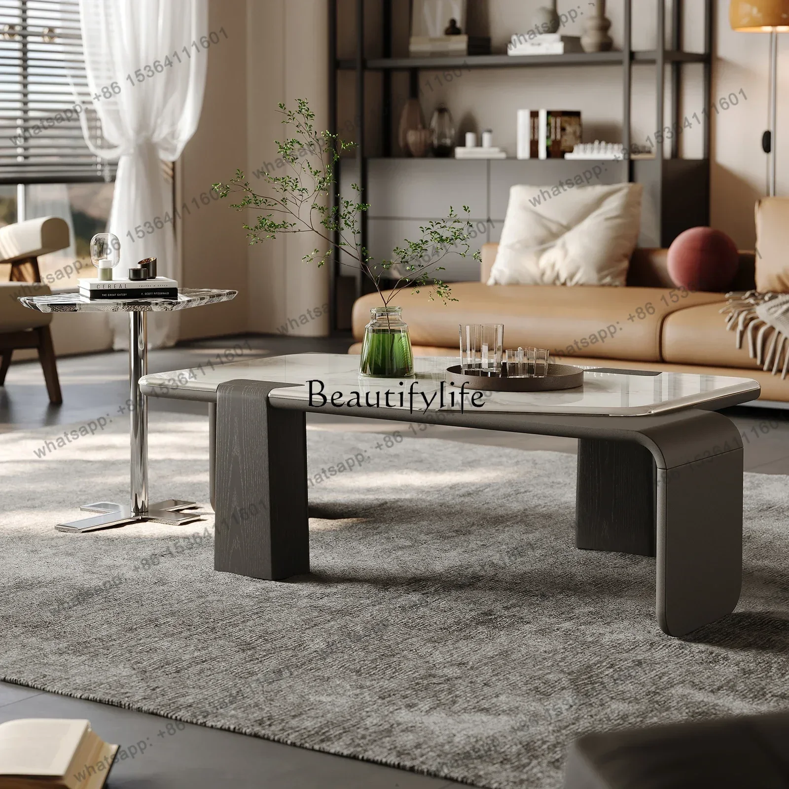 LD Italian Minimalist Living Room Marble Coffee Table Rectangular Home Designer Style High Sense