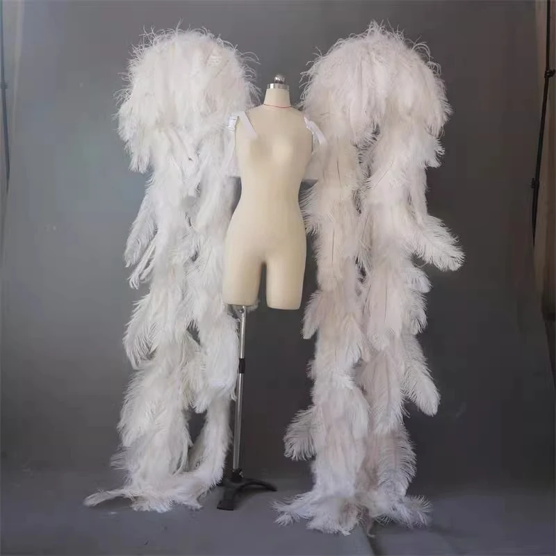 Asa branca atmosférica nova pena de avestruz fotografia decoração cauda filme e televisão pena adereços desempenho