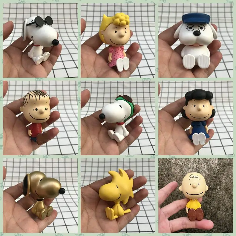 Figuras de acción de dibujos animados de Snoopy Charlies Browns Spike Woodstock, bonito modelo de cachorro blanco, adorno, decoraciones de escritorio, regalos para niños