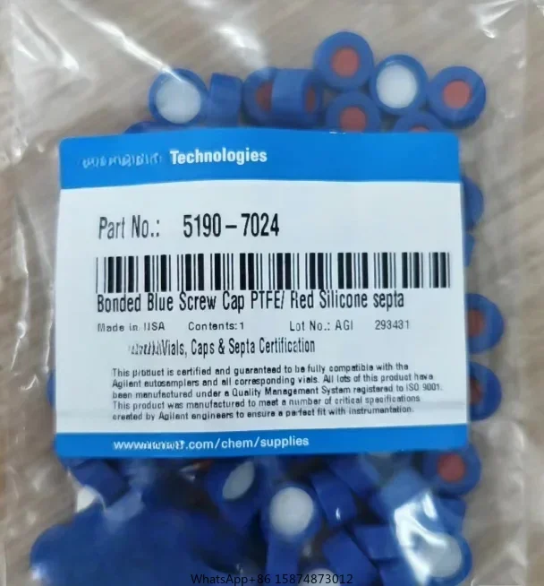 For Agilent 5190-7024 Bonded Blue Screw Cap PTFE/ Hled Silicone Septa 2 Ml Thread Mouth Sample Bottle And Cap 12mm 100/PK