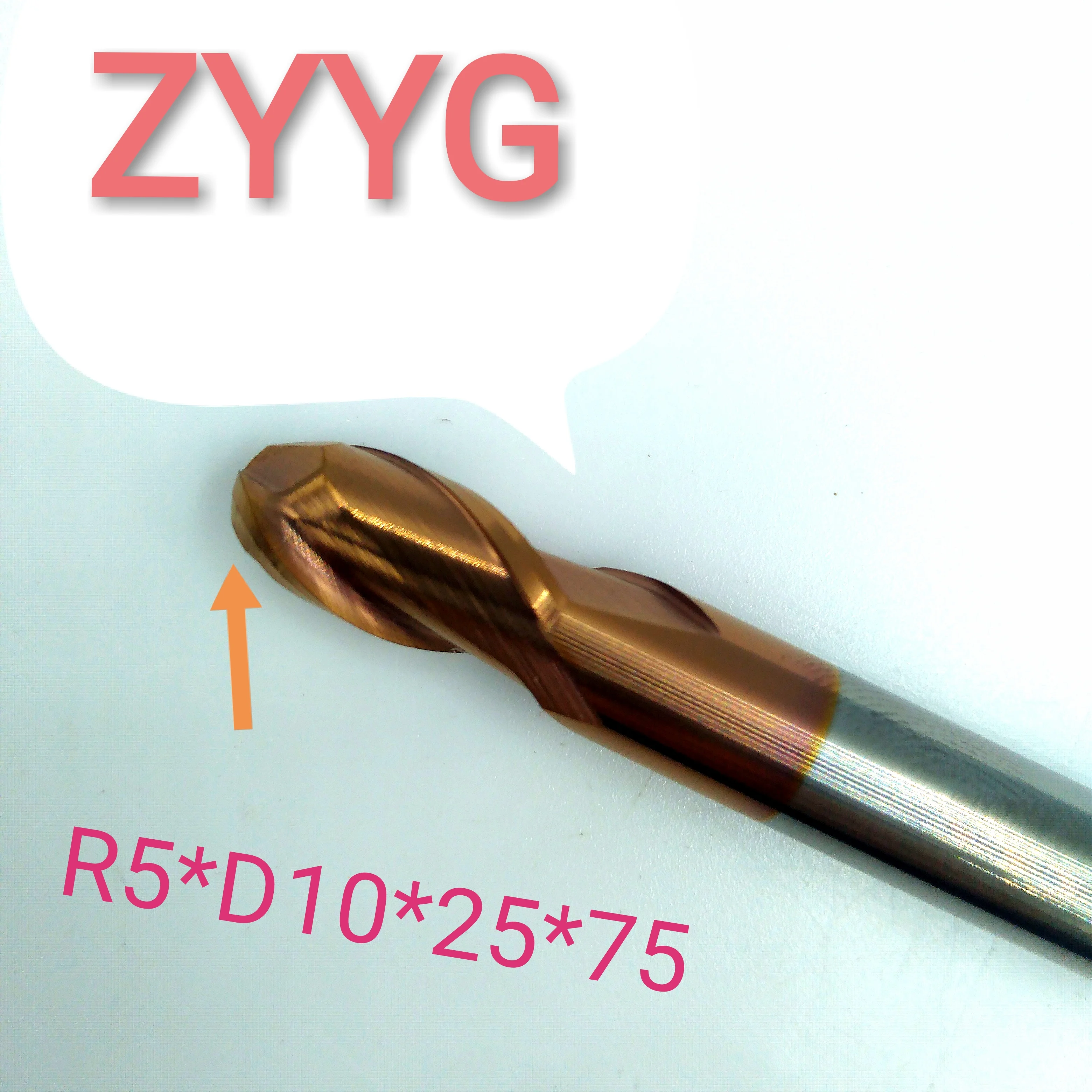 Ball End Mill 2 Flute  HRC55 ZYYG  Nano Coating Hard Steel Cast Iron Brass Carbide Tool Tungsten Milling Cutter