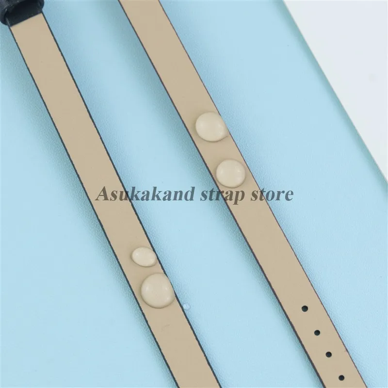 Ultra-thin Leather Watch Band 6mm 8mm 10mm Small Size Universal Women Men Wristband Black Fashion Gold Buckle Strap Accessories