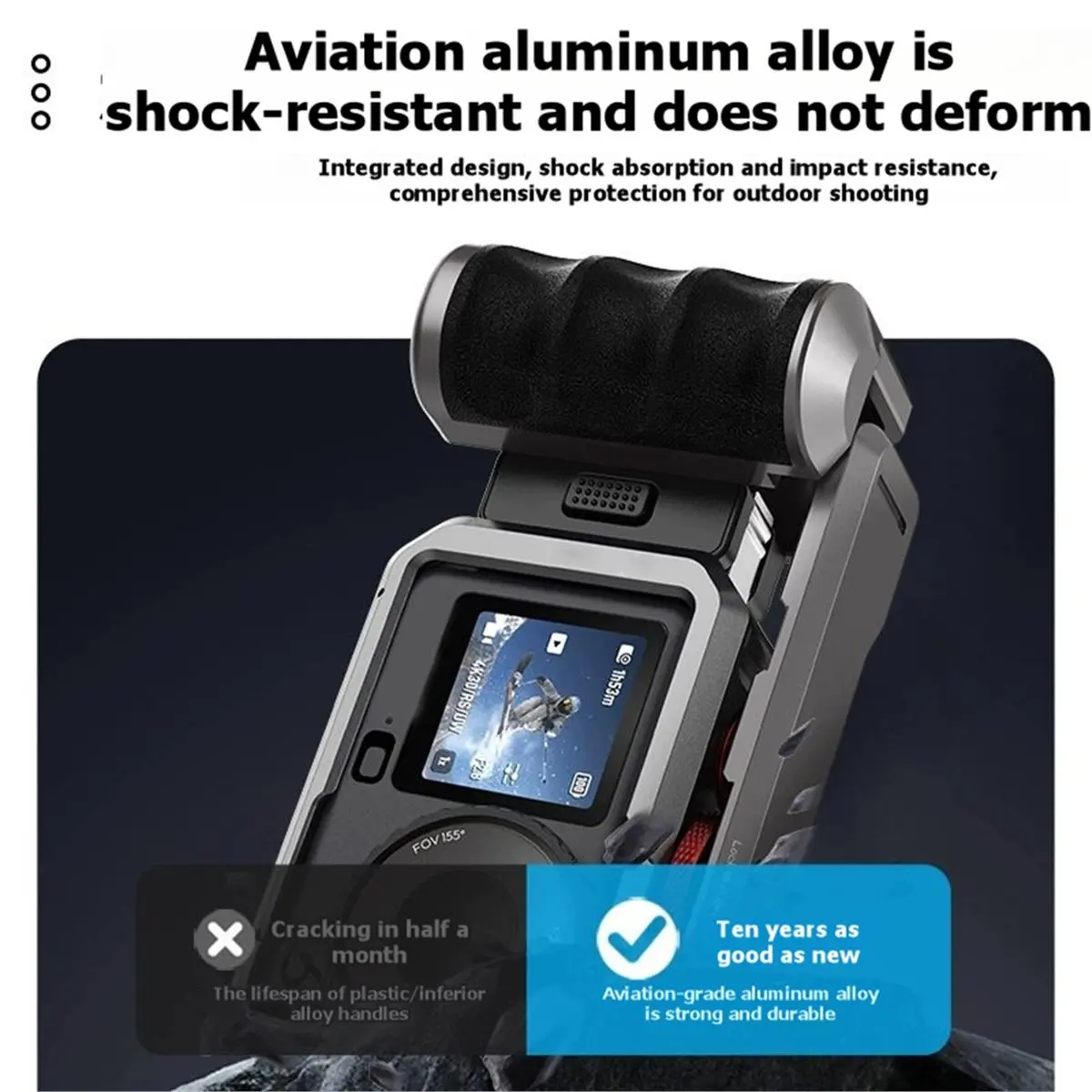 A86G NEW For Action 4 5 Pro Metal Camera Cage Expansion Adapter with Handle Grip Set Protective Aluminum Housing