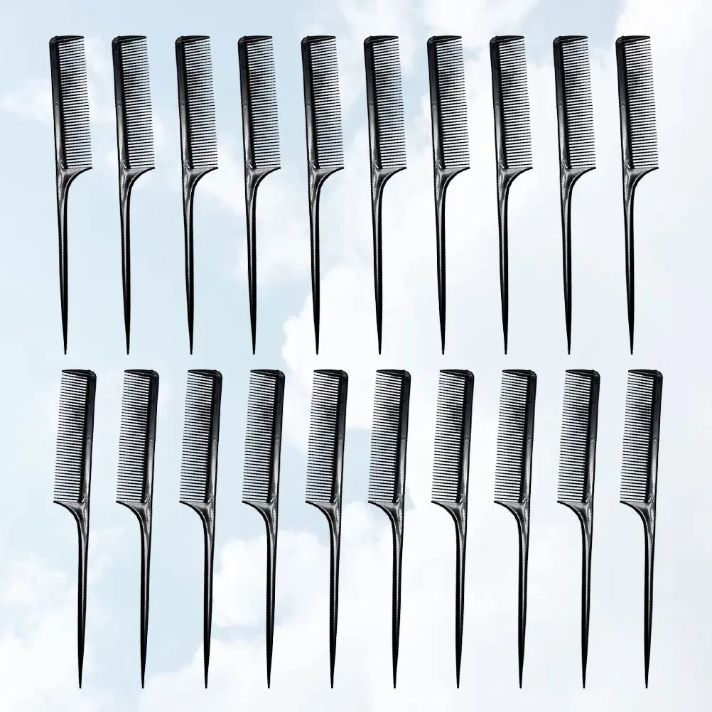 

20 шт. профессиональная парикмахерская расческа с острым хвостом, антистатический дизайн с тонкими зубцами для гладкой прически, для домашнего использования, черный
