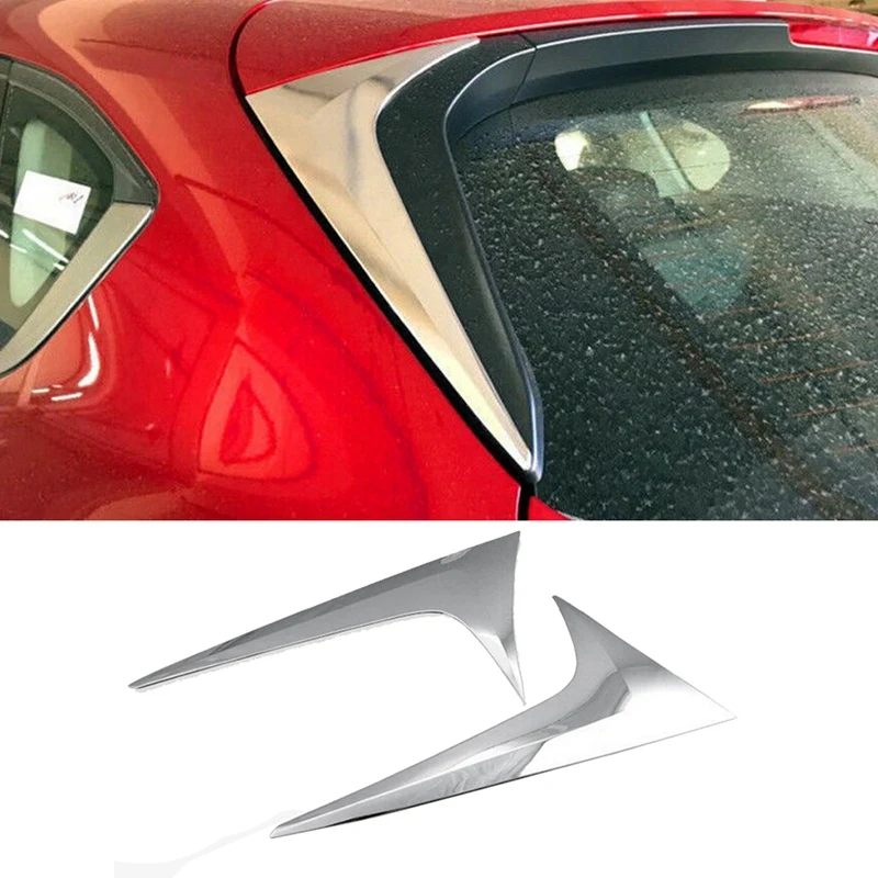 For Mazda CX-9 2017-2021 Chrome Rear Spoiler Wing Side Beveled Triple-Cornered Window Cover Trim