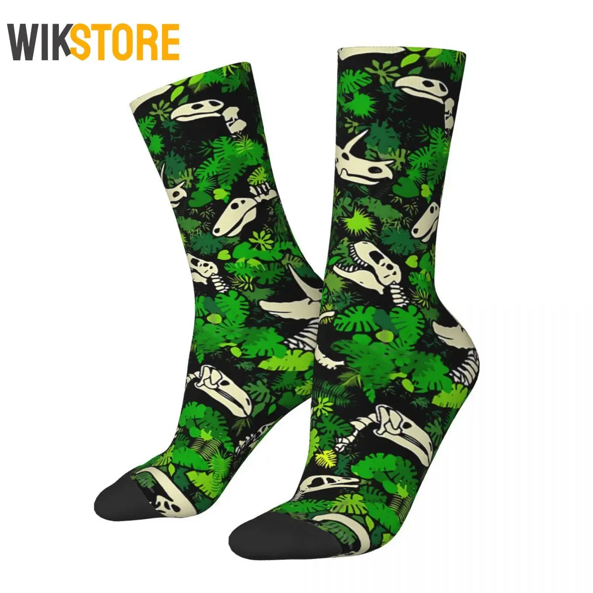 Hip Hop Paleontology Fossil Dino Jungle Men Women Socks Dinosaurs Unisex Harajuku Happy Crew Sock Breathable Basketball Socks