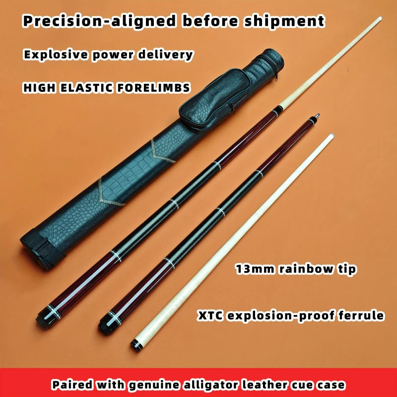 

Double Section Billiard Cue13mmBig-head cue The burgundy color-blocking design highlights high-end quality The interface adopts
