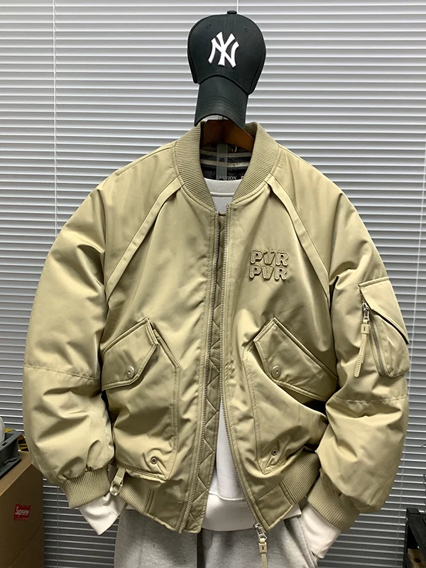 

Мужская утепленная зимняя куртка-пуховик для работы, повседневная, укороченная, из полиэстера, теплая, в бейсбольном стиле