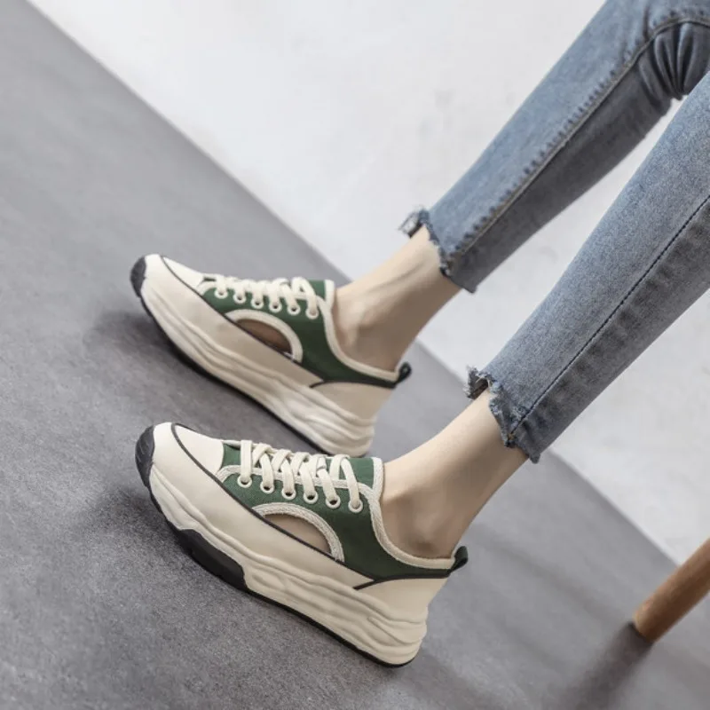 Women Footwear Black Canvas Ladies Shoes Lace Up Low Trends 2024 Y2k Fashion Summer Luxury Shoe on Offer Walking New Light A 39