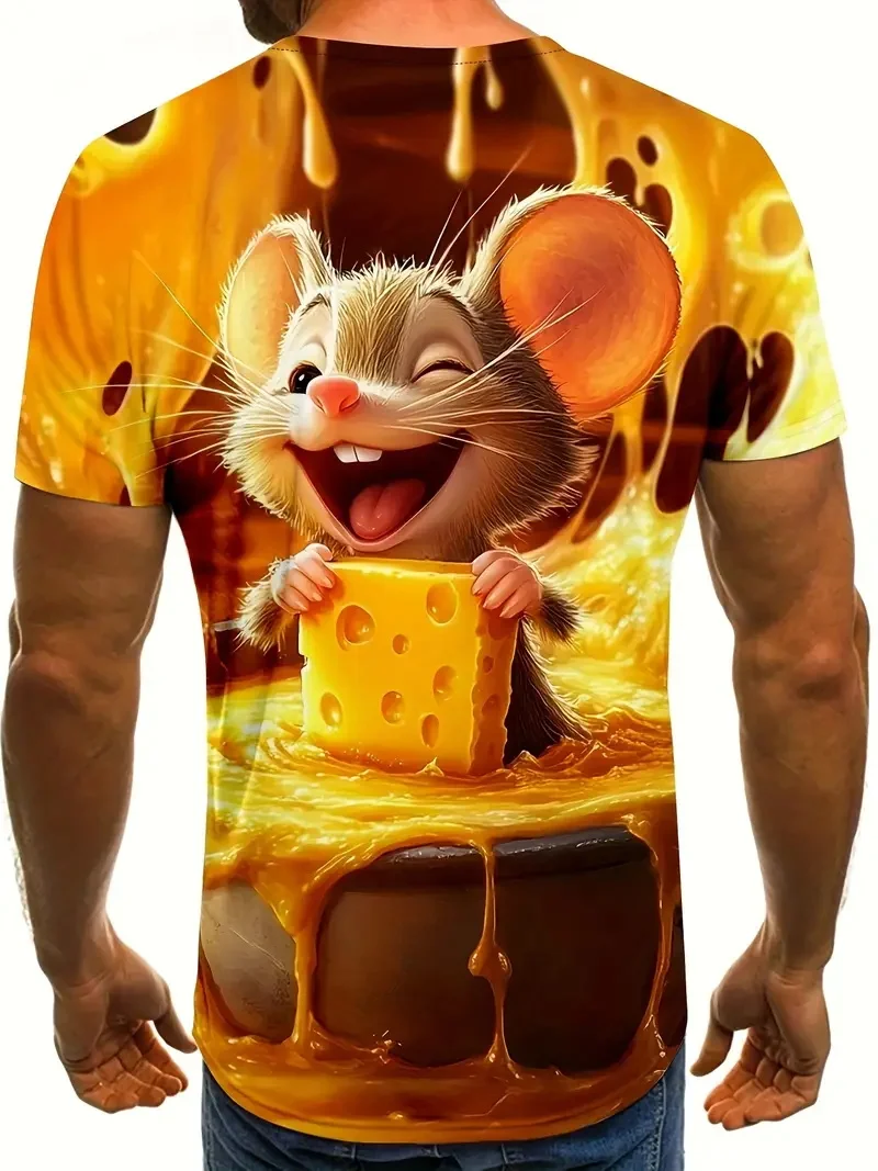 Full Print Funny Mouse Design Tshirt For Men New In Casual Summer Short Sleeve T-Shirt Tops Men's Round Neck Oversized Tees