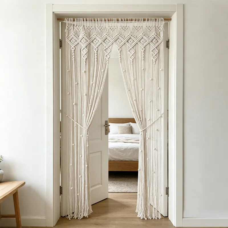 Ethnic Cotton Macrame Window Curtain,Boho Valance Window,Room Devider,Motel Decor