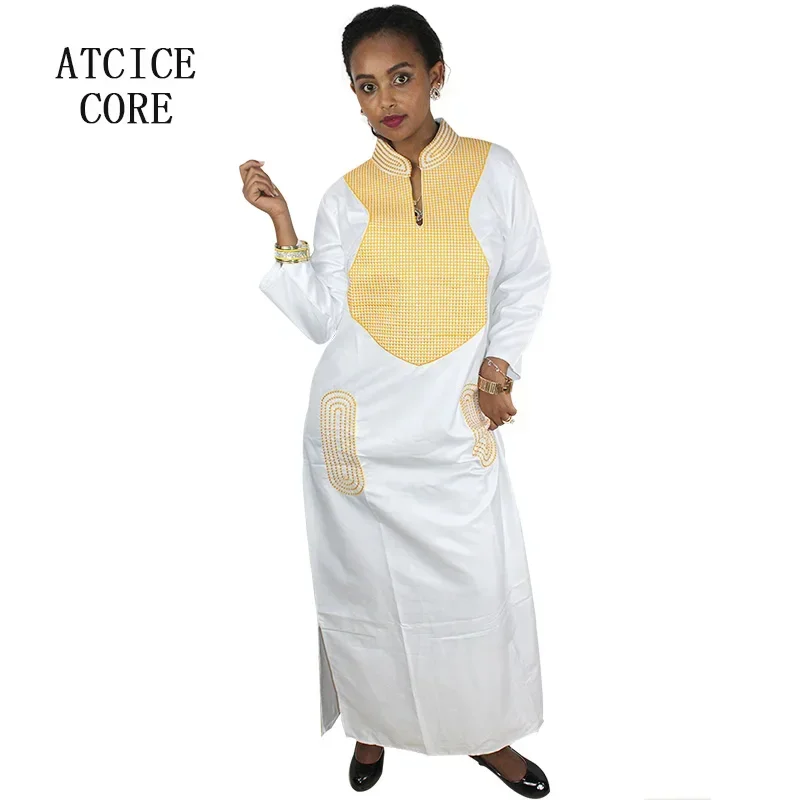 Dashiki Dress African Dresses For Women Silk Dress Embroidery Design Long Dress Without Scarf