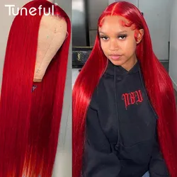 10A 13x6 Hot Christmas Red Colored Human Hair Wigs Tuneful HD Lace Front Human Hair Wigs Brazilian Straight HD Lace Frontal Wigs