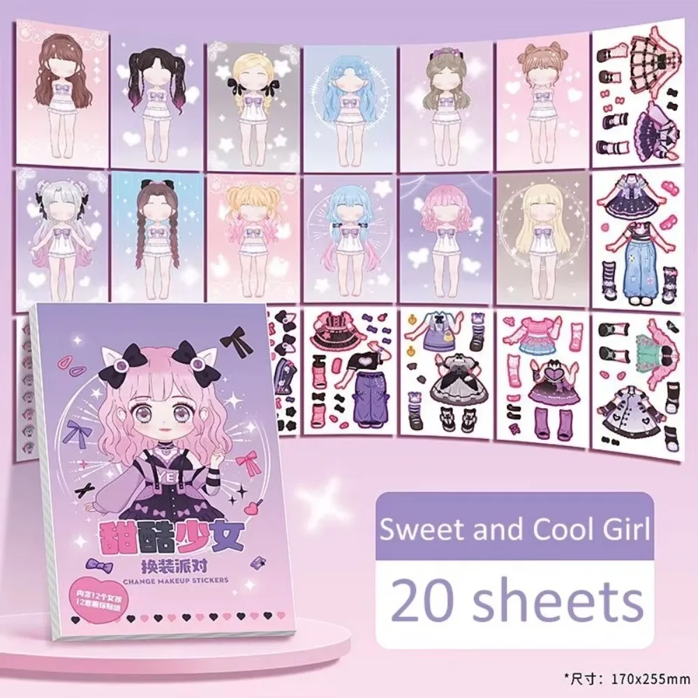 

Festival Birthday Gift No Cutting Dress Up Sticker Book Cartoon DIY Girl Sticker Book Princess Dress Book