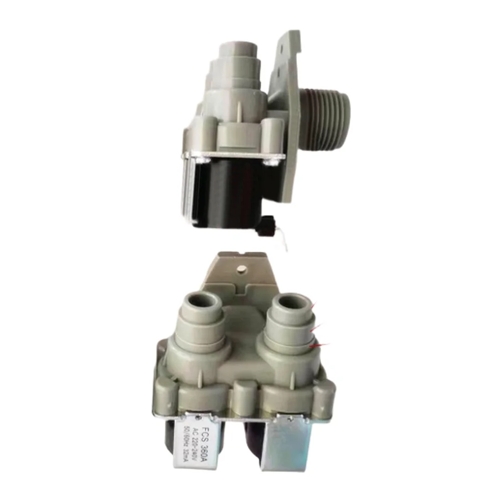 Double Inlet Solenoid Valve FCS360A/U for Washer Water Control 220-240V AC Dual Port 73x50x50mm Reliable Switch