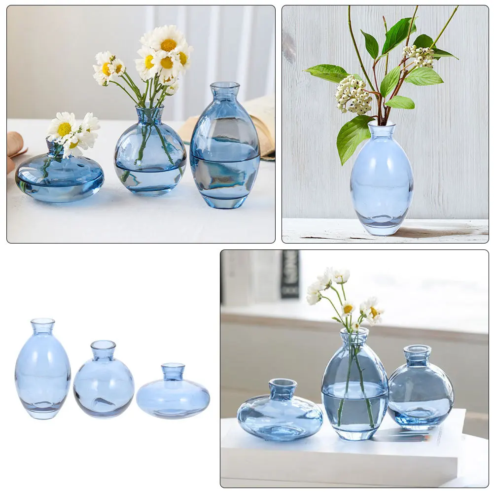 

3Pcs Transparent Flower Vase Clear Glass Hydroponic Decorative Planter for Home Table Decor Glass Vase Hydroponic Vases